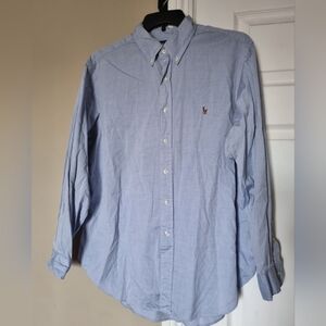Ralph Lauren Clasic Fit Men's Light Blue Button Down Shirt Cotton Size 17 34/35